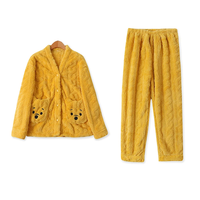 

Cartoon Home Set Winter New Women's Coral Fleece Warm Long Sleeve Nightgown Elastic Waist Long Pants 13183 Comfortable Sleepwear