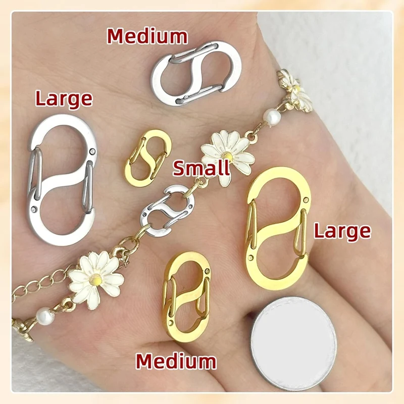 12Pcs Double Opening Lobster Clasp Necklace Clasps And Closures,3 Size Necklace Shortener Clasp For DIY Shortener Clip