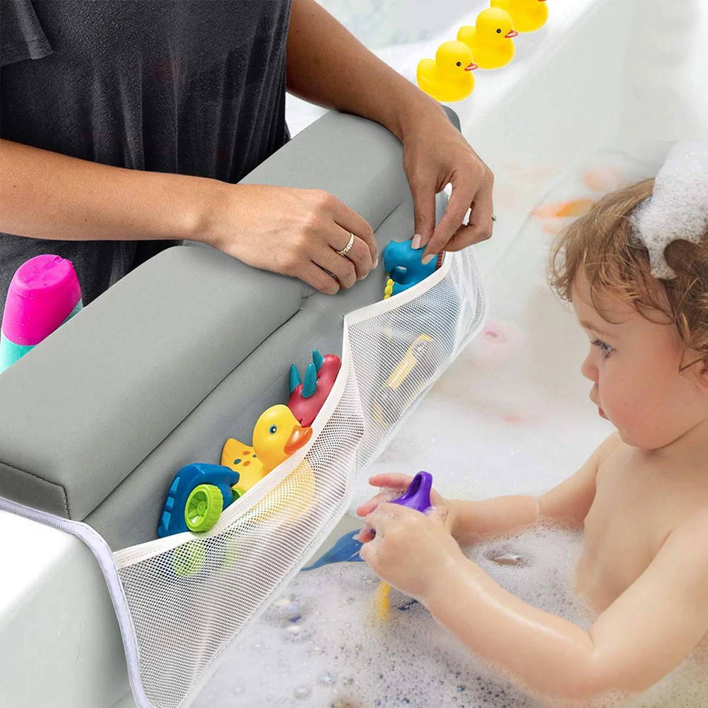 ZK30 Baby Bath Kneeler with Elbow Rest Set Quickly Dry Kneeling Pad Elbow Support for Large Bathtub with Toy Organizer