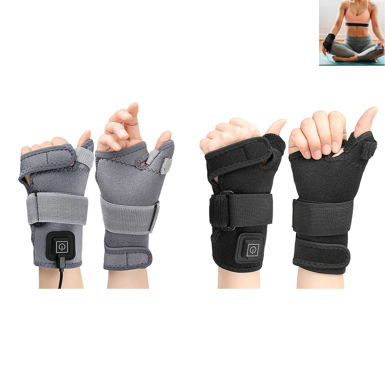 

USB электрическая защита запястья для большого пальца, 3-температурный контроль, кристаллический бархат, теплая защита запястья при тендините, регулируемый поддерживающий бандаж