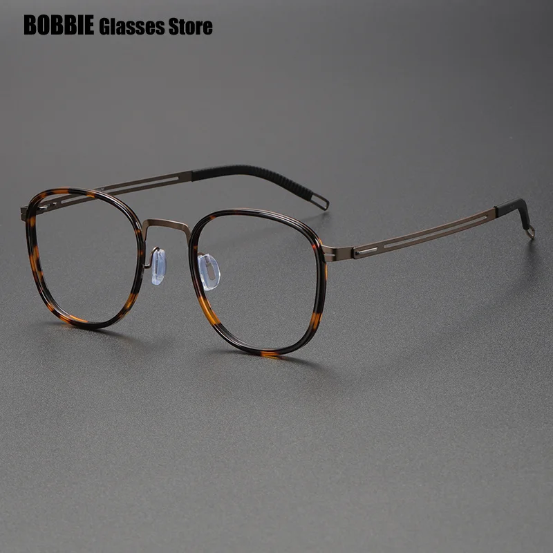 Brand Design Rubber Titanium Glasses Frame for Men Vintage Square Round Prescription Eyewear Myopia Optical Eyeglasses Spectacle