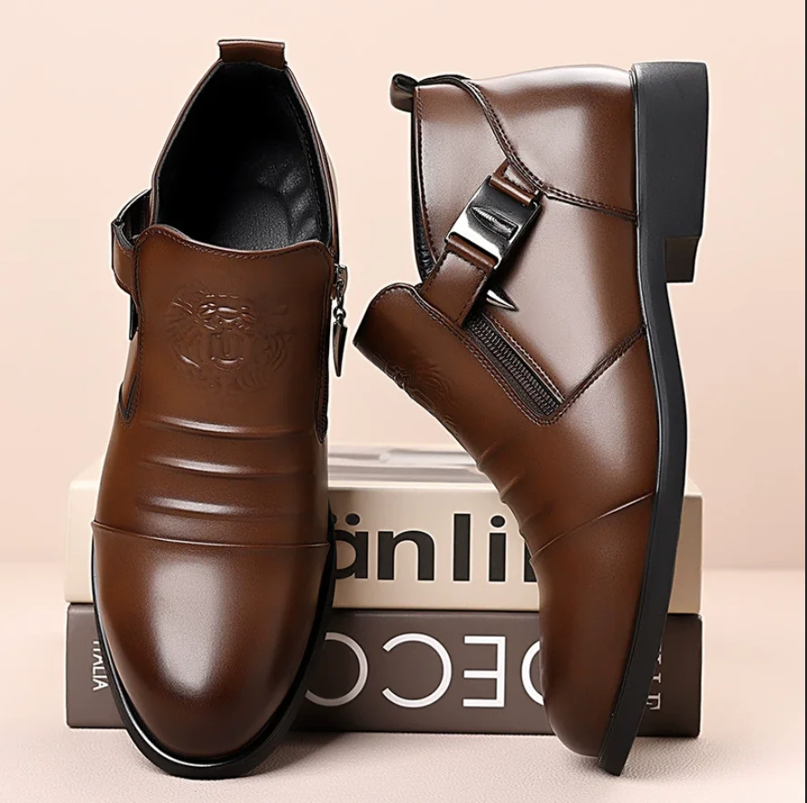 

Мужская повседневная обувь, Новое поступление, мужские ботильоны, мужская прогулочная обувь с высоким берцем, мотоциклетные ботинки из натуральной кожи для мужчин