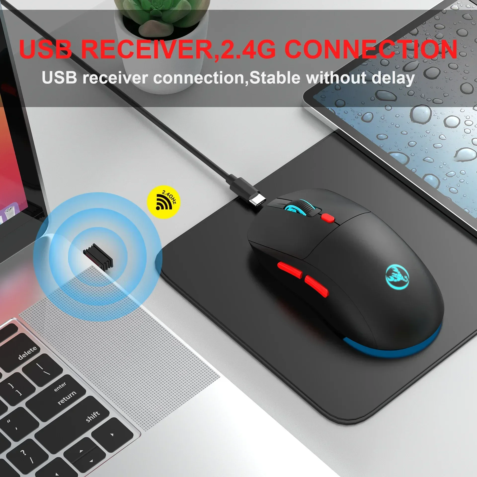 ZLRLMHY 6 Key 125HZ Color Comfortable Grip USB Mouse 3600DPI Optical Wire 6 Buttons for Home Office R58F Slow Flashing Breathing