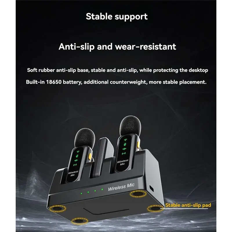ABSL-Wireless Lavalier Microphone 2 In 1 Mini Mic With Audio Noise Reduction For Vlog Live Podcast Content Creator