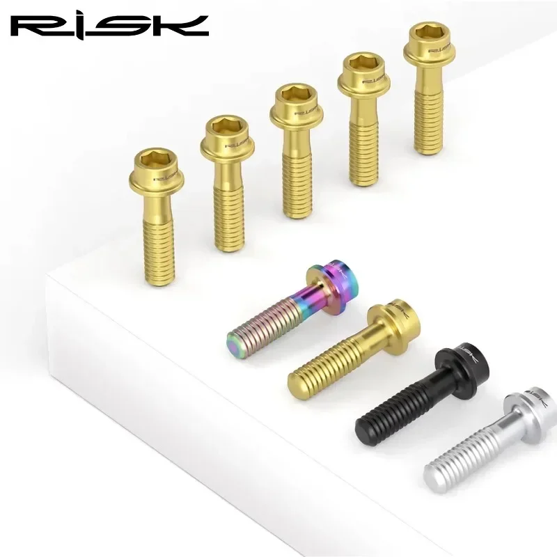 RISK จักรยานสกรูไทเทเนียม M5 * 16 M5 * 18 จักรยาน Handlebar Stem สกรู Ultralight MTB Power Stem สกรูอุปกรณ์จักรยาน