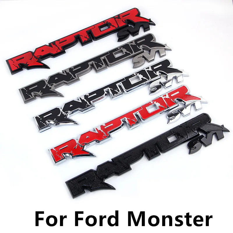 

Car Stikcer 3D Words For F150 RAPTOR SVT ABS Black Red Logo Emblem Tailgate Badge Trunk Decal Adhesive Auto Styling Accessories