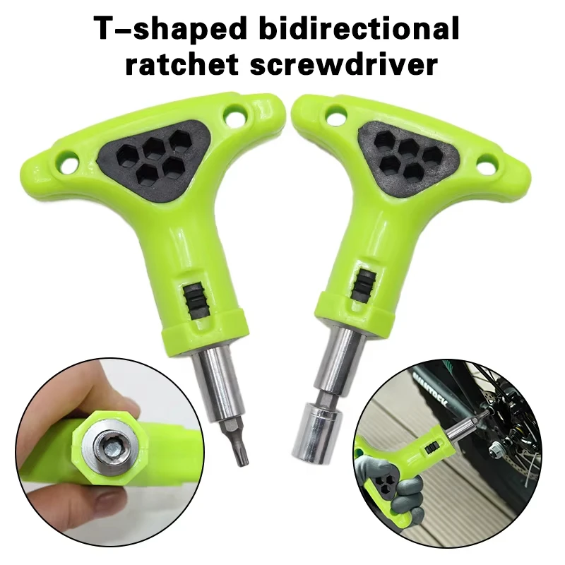 Destornillador de Trinquete con Mango en T, Dado de 6.35mm, Llave de Doble Uso, Reversible, Herramientas para Reparaciones del Hogar que Ahorran Trabajo
