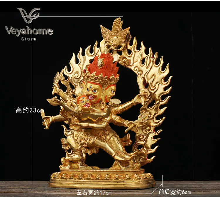 23cm TALL##  home family bless Safety Health Talisman # Tibet efficacious Protection Nepal Gold-plated Hayagriva Buddha statue