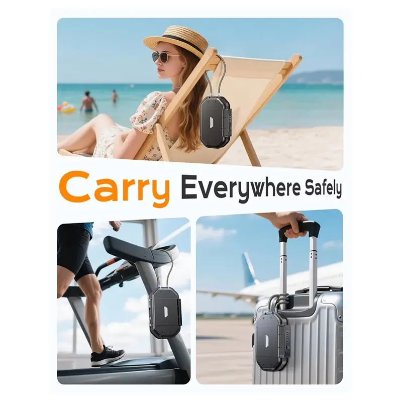 FEDI-Travel Safe Lock Box Waterproof 4-Digit Combination Personal Beach Safe Removable Steel Cable Security Case