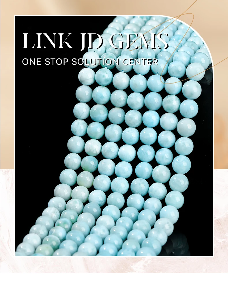 3A Natürliche Dominica-Larimar-Steinperle, glatt, rund, lose Distanzperle, Meeres-Edelstein für Schmuckherstellung, DIY-Armband-Zubehör – Detail 1