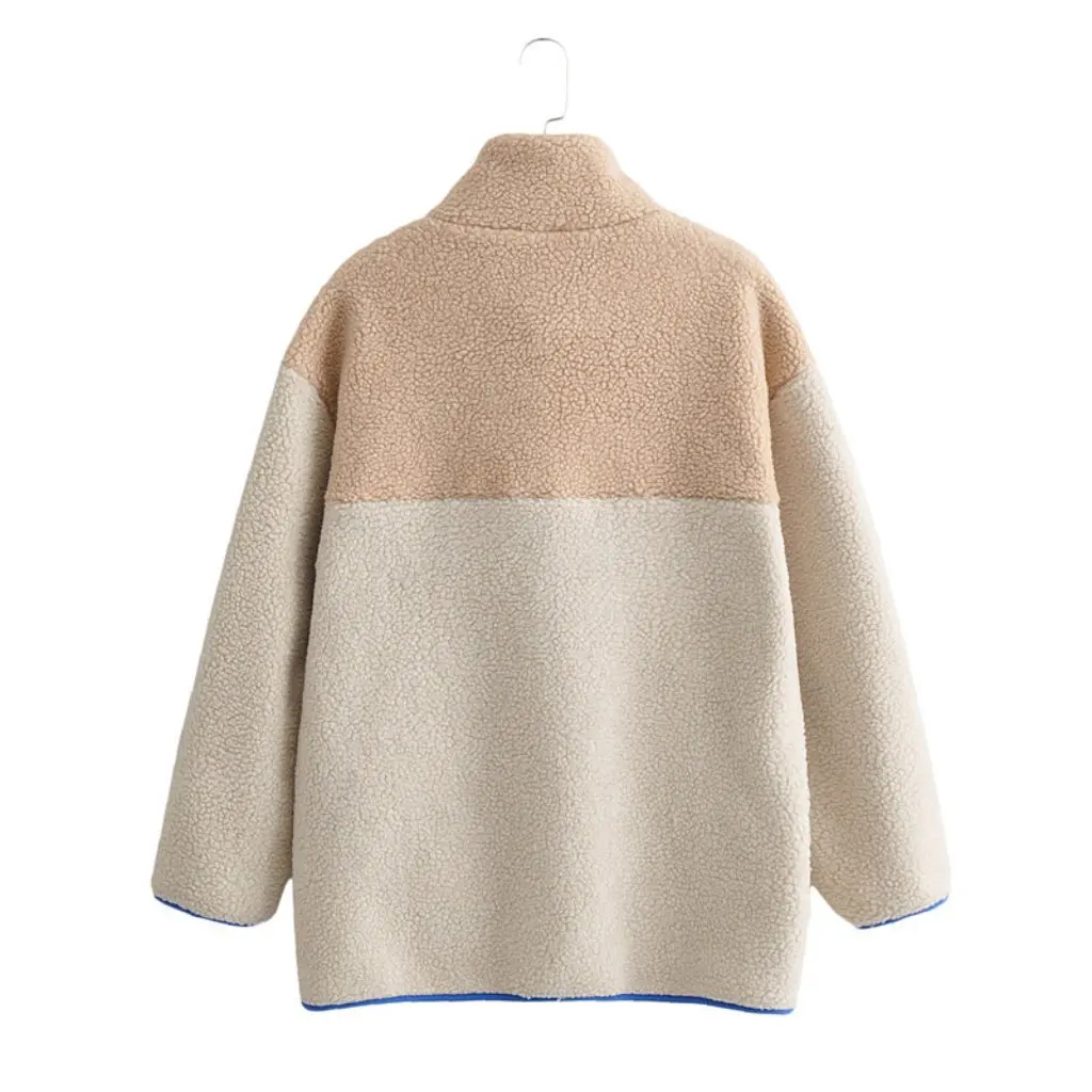 

Женская теплая куртка на молнии в европейском и американском стиле, пальто на хлопковой подкладке, свободная осенне-зимняя верхняя одежда с овечьей шерстью