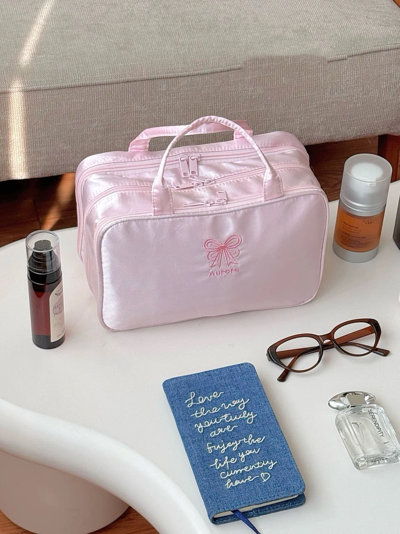 

Solid Color New Cute Makeup Bag Large Capacity Partition Layered Travel Portable Storage Bag Premium Waterproof Toilet Bag 2025