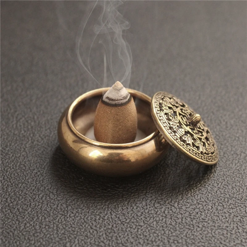 Finger Mini Antique Bronze Cuisine Incense Burner Home Decorations Pure Copper Hollow Home Censer Sandalwood Incense Holder