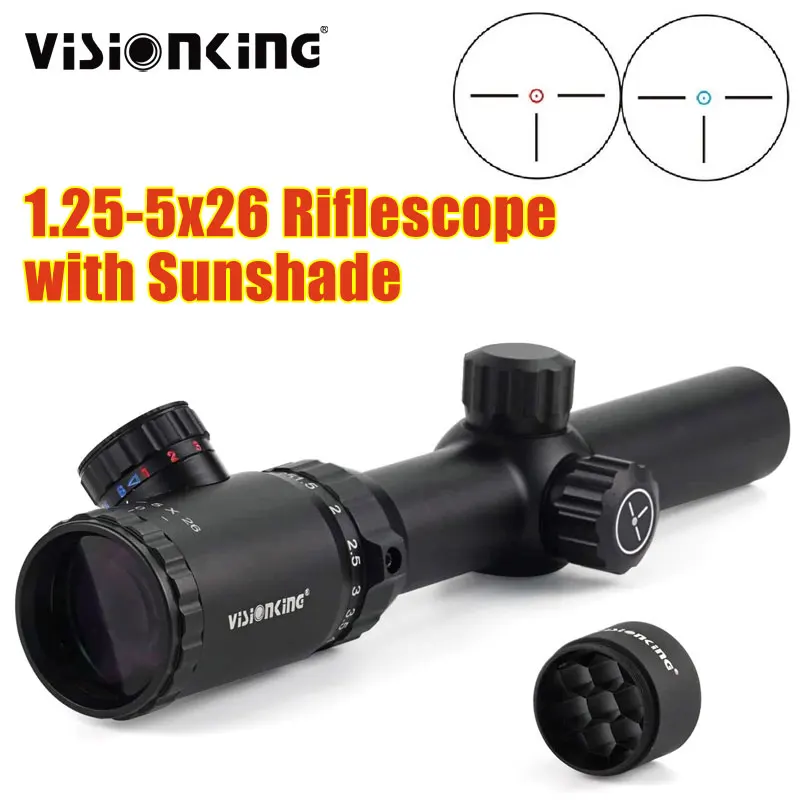 

Visionking 1.25-5x26 Red Dot Riflescope Long Range Sniper Rifle Scope Hunting Wide Field of View Aim Optical Sight With Sunshade