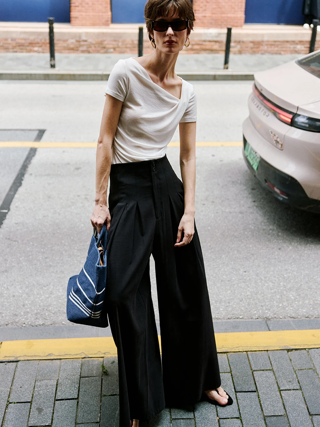 Luna7xi Women's Casual Wide Leg Pants High Waist Straight Cut Drapey Multi-Pocket Breathable Comfortable Summer Long Trousers