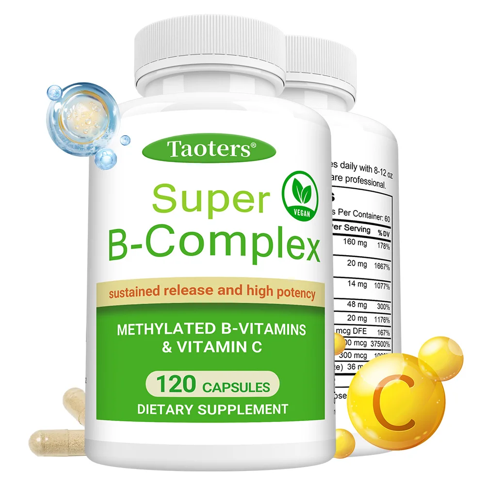Super B-Complex – مجمع B المستدام الميثيل والفيتامين C والطاقة ووظيفة القلب والدماغ، نباتي #1