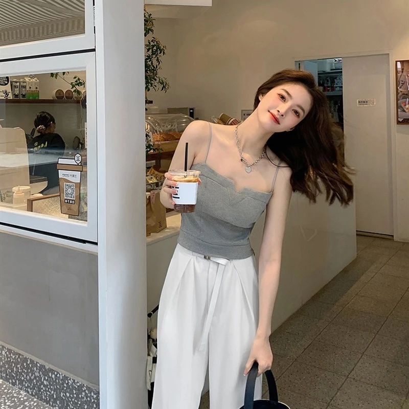 퓨어 디자이어 스몰 스트랩 베스트 여성용 수트 이너 보바 여름 바람 베이스 INS 슈퍼 얇은 아우터웨어 슬리밍 탑