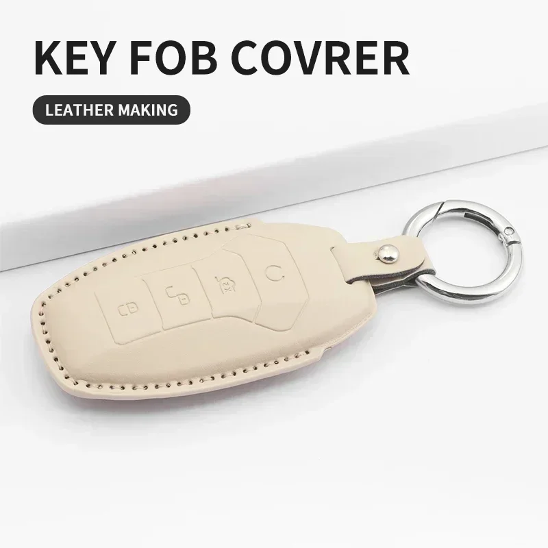 For BYD Song Plus Atto 3 Han EV Tang DM Qin Seal Dolphin PU Leather Car Key Case Cover Remote Fob Holder Key Bag Accessories