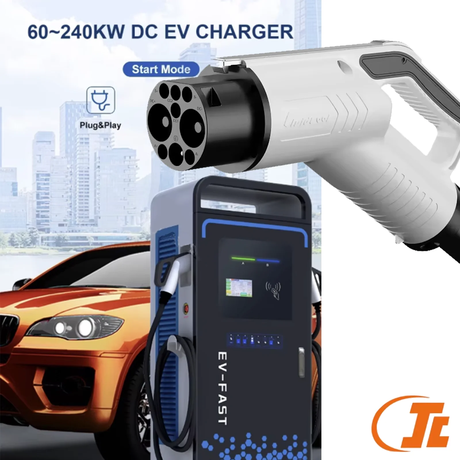 New Energy Vehicle Parts Accessories RJC JC01 GBT EV Charging Plug 800A 1000V DC Liquid Cooling CCS1/CCS2 Head Connector view 3