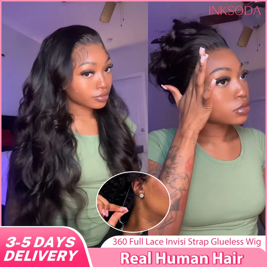

Invisible Strap 360 Lace Front Wigs Body Wave Human Hair HD 360 Lace with Drawstring Design Body Wave Wig Human Hair 220 Density