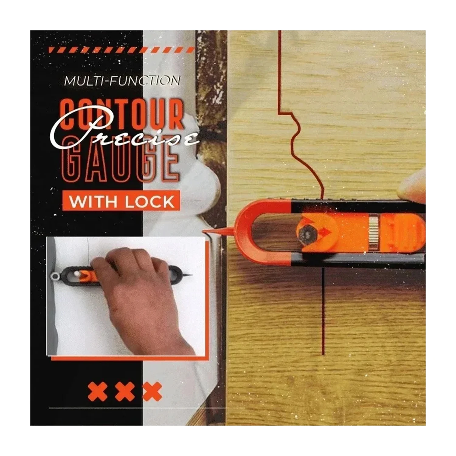 

Profile Scribing Ruler Irregular Contour Gauge with Lock Adjustable Locking Precise Woodworking Measuring Gauge Measurement Tool