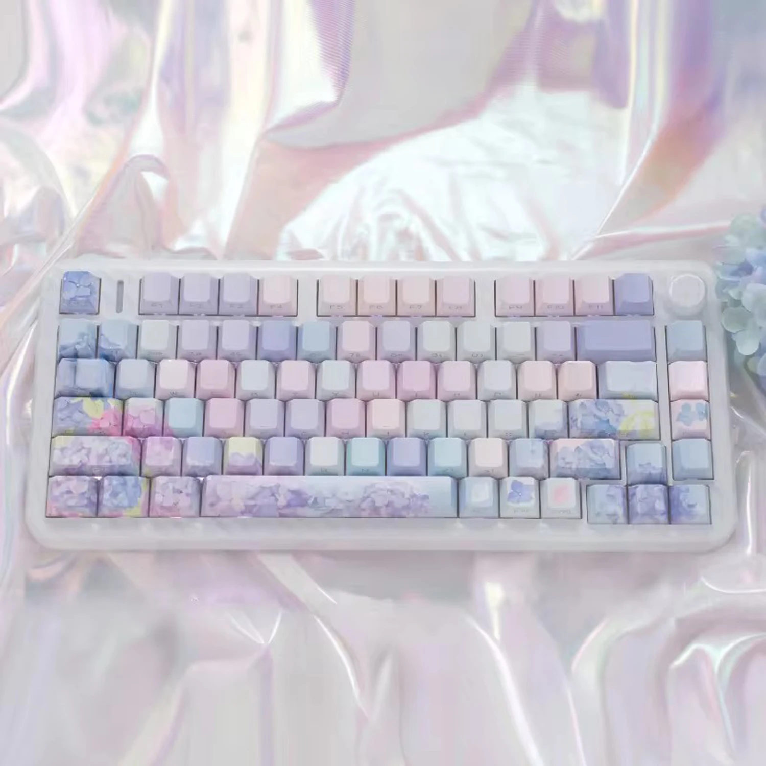 

Sunmmer Purple Flower Theme Keycap Gradient Diy PBT Cherry Light Purple Keycap 130key For Cherry MX Gamer Mechanical Keyboard