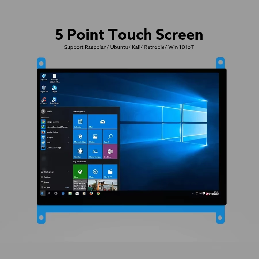 شاشة EYOYO 7 بوصة LCD HDMI Raspberry Pi 4/3/2/1 Monitor1024x600 HD شاشة تعمل باللمس بالسعة تدعم نظام التشغيل Windows Linux Raspbian