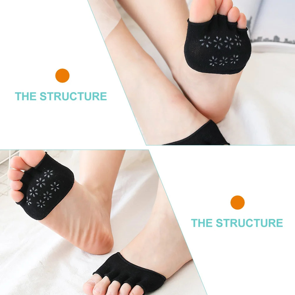 

Non Slip Toe for Women Yoga Sandal Socks Forefoot Pads Cotton Toeless Socks Ballet Sport Exercise