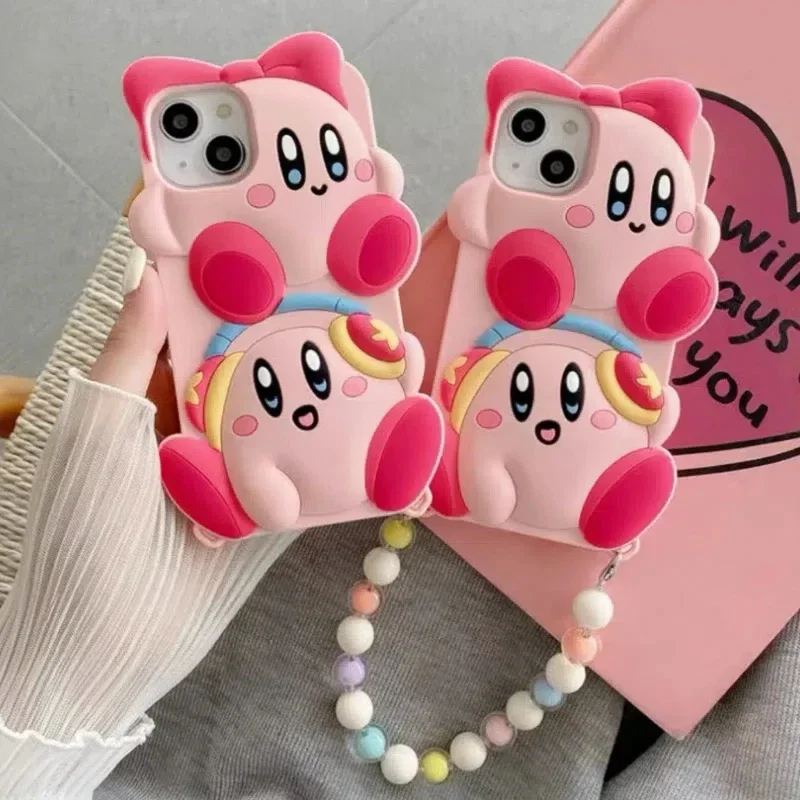 Kirby of the Star Phone Case Bracelet Wristband for IPhone15promax Apple 14 Phone Case 13 Silicone 12 Cartoon 11