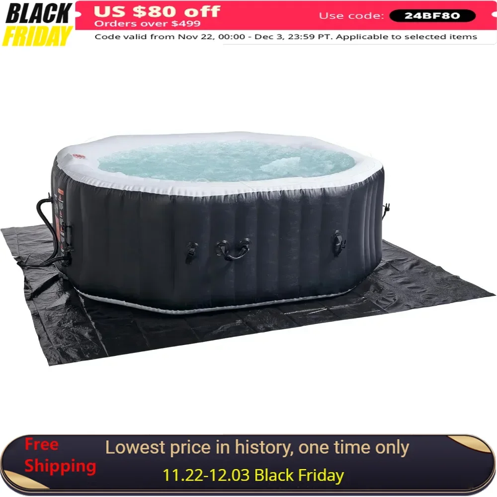 73X73X25 Inch Portable Hot Tub with 130 Bubble Jets, 4-5 Person Inflatable Octagon Outdoor Heated Hot Tub Spa