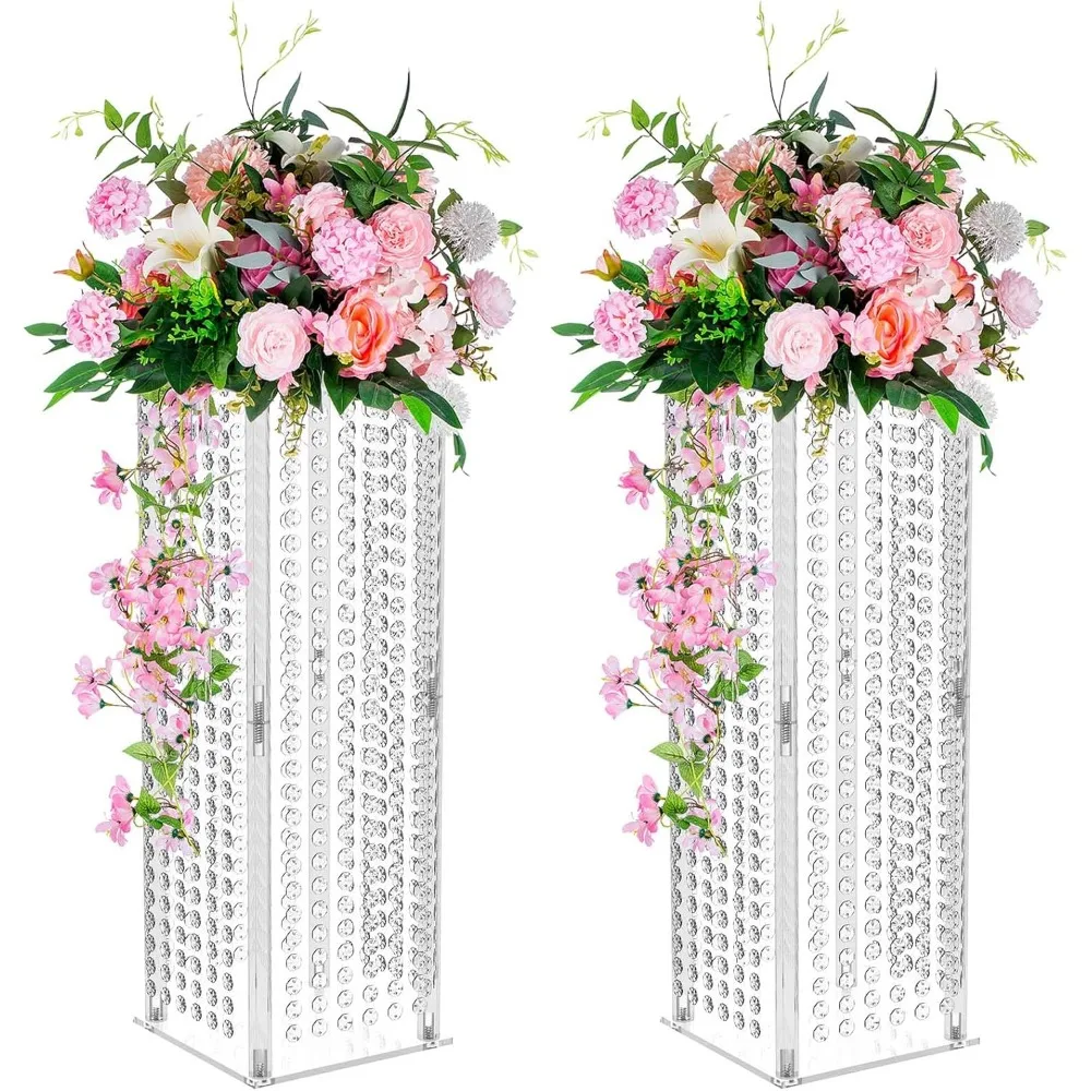 Nuptio Wedding Centerpieces for Tables Vases - 2 Pcs 23.6in Tall Flower Vase Flowers Stand for Party Vases