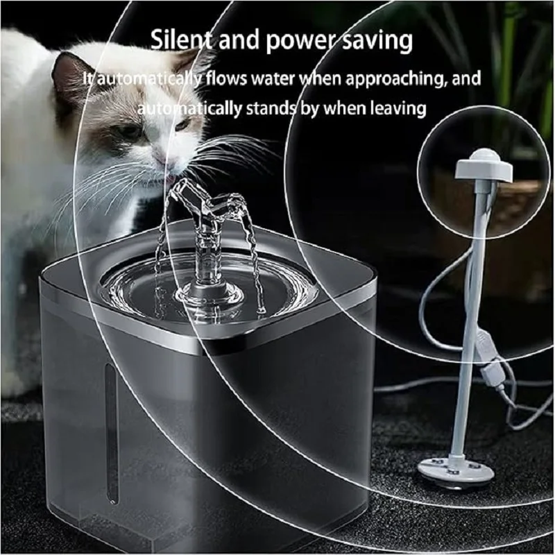 Auto Cycle Smart Sensing Cat Drinking Bowl, Mute Pet Fountain with Filter