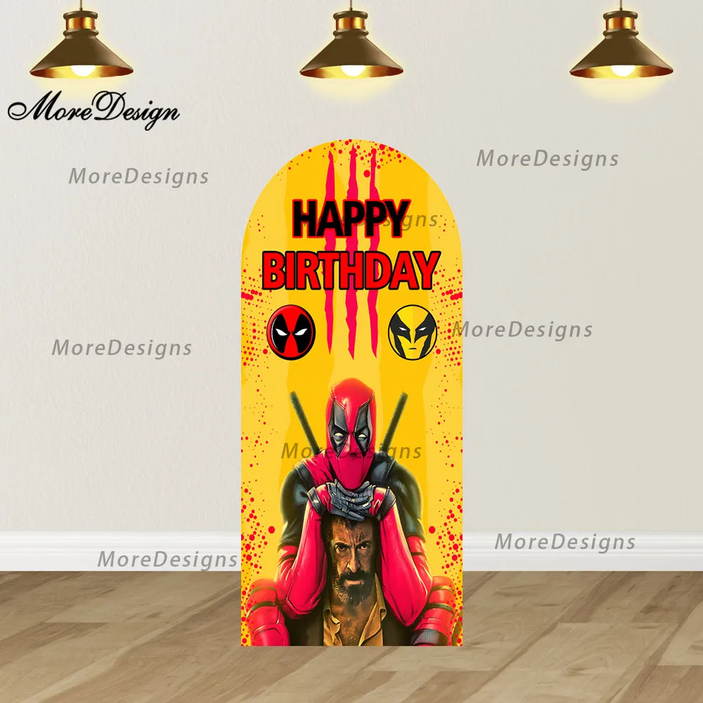 Deadpool & Wolverine Arch Photo Backdrop Kids Birthday Party Baby Shower Decoration Doubleside Photography Props