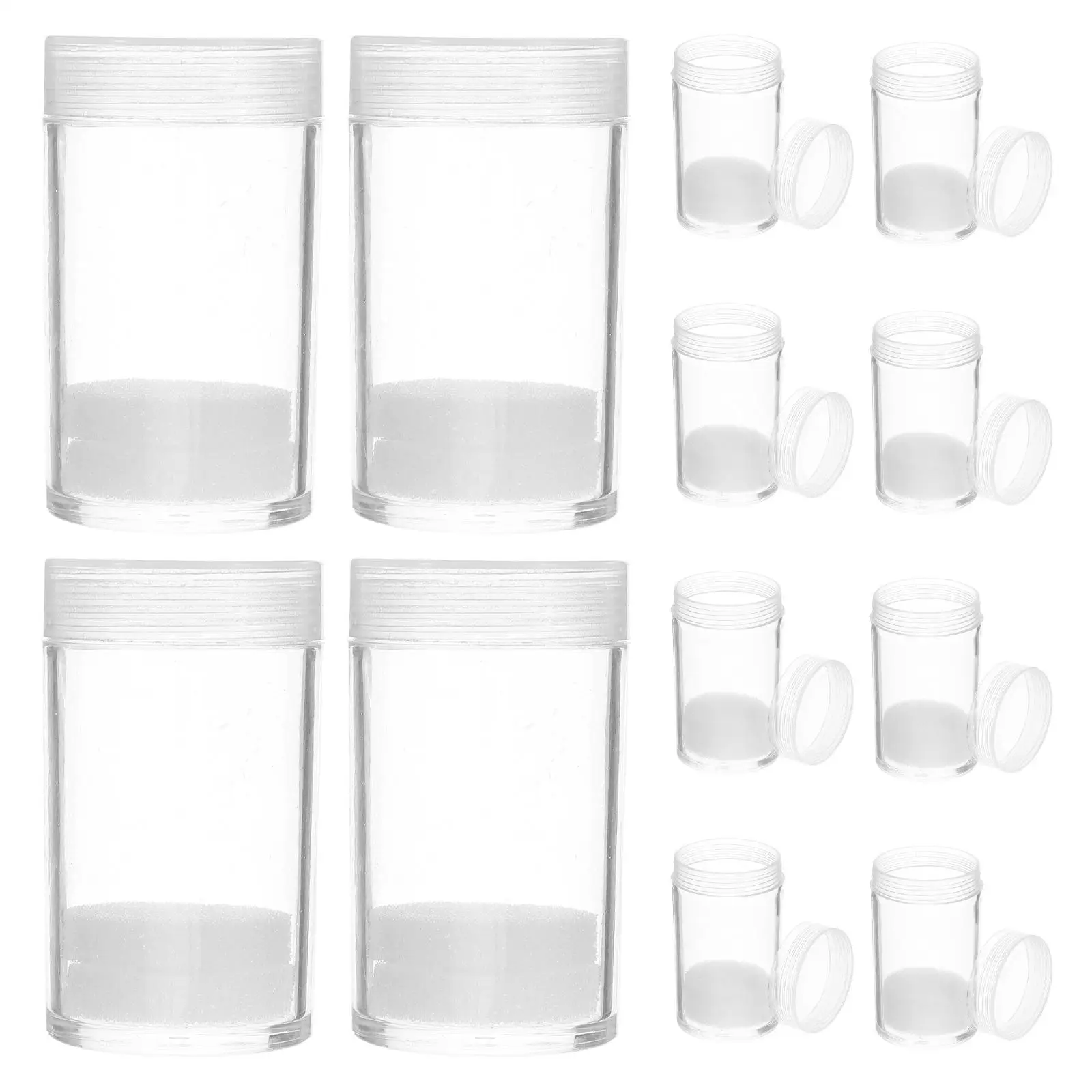 10 Pcs Coin Storage Bucket Tube Container Seal Plastic Holders Transparent Tubes Caps Mini Stationery Supplies Airtight Storage