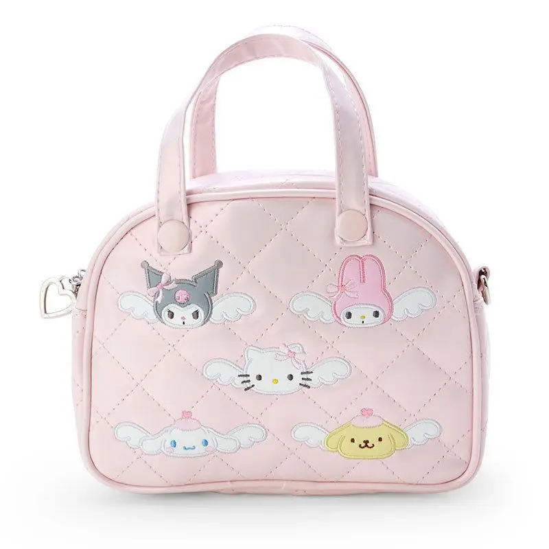 Miniso Angel Sanrio Kuromi Pink Handbag Kawaii Cartoon Embroidered Shoulder Bag Cute Anime Crossbody Bag Japanese Bag Girls Gift