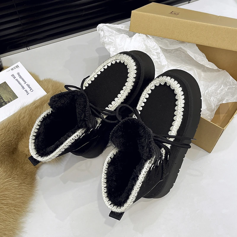 

Женские зимние ботинки до щиколотки на меху, зима 2025 г., новая плюшевая теплая хлопковая обувь на плоской подошве, спортивные кроссовки для бега, замшевые ботинки «Челси» Botas De Mujer