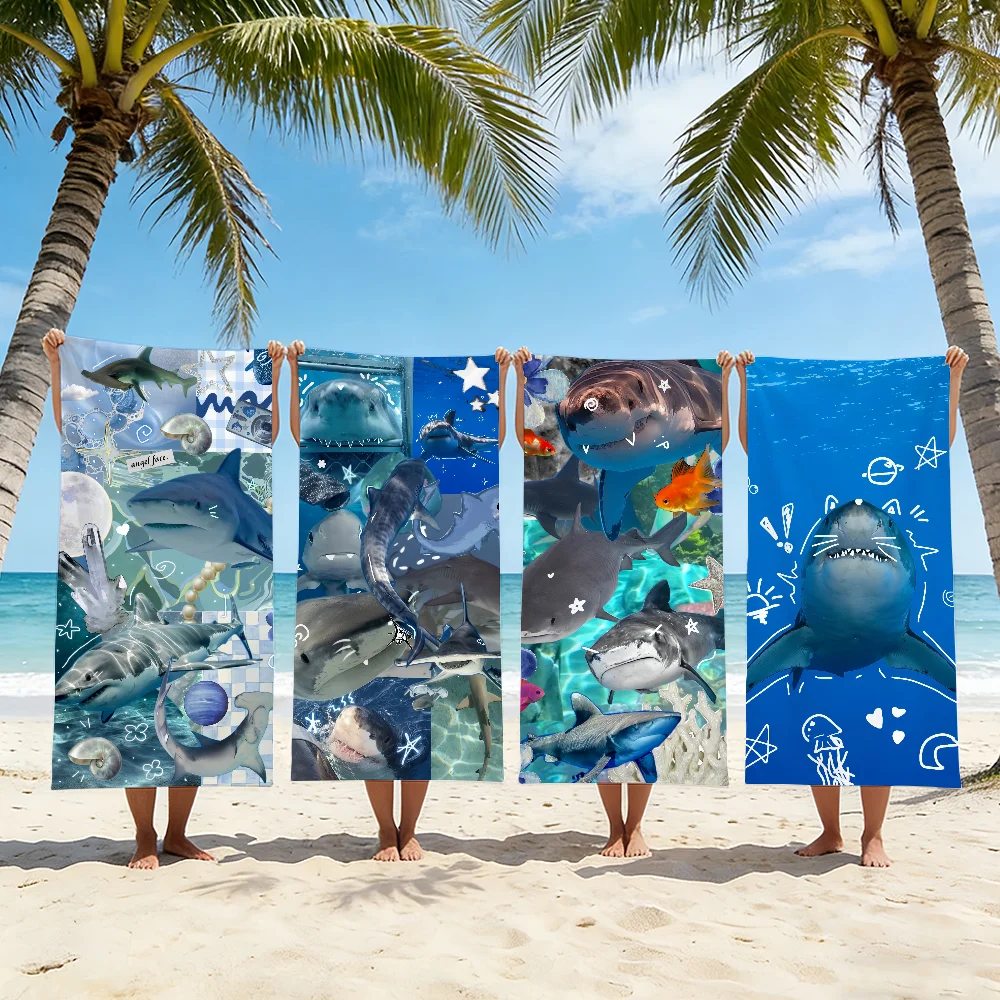 Funny Cute Shark Towel For Swim Yoga Gym Quick Drying Soft and skin-friendly Beach Towels All-Season