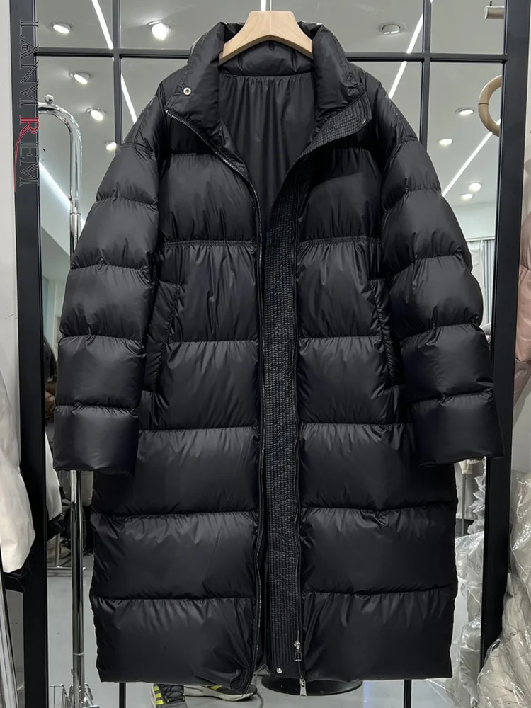 LANMREM versión coreana chaqueta de plumas de ganso estilo ancho suelto abrigos acolchados de algodón grueso para mujer 2024 invierno cálido 2DB1730