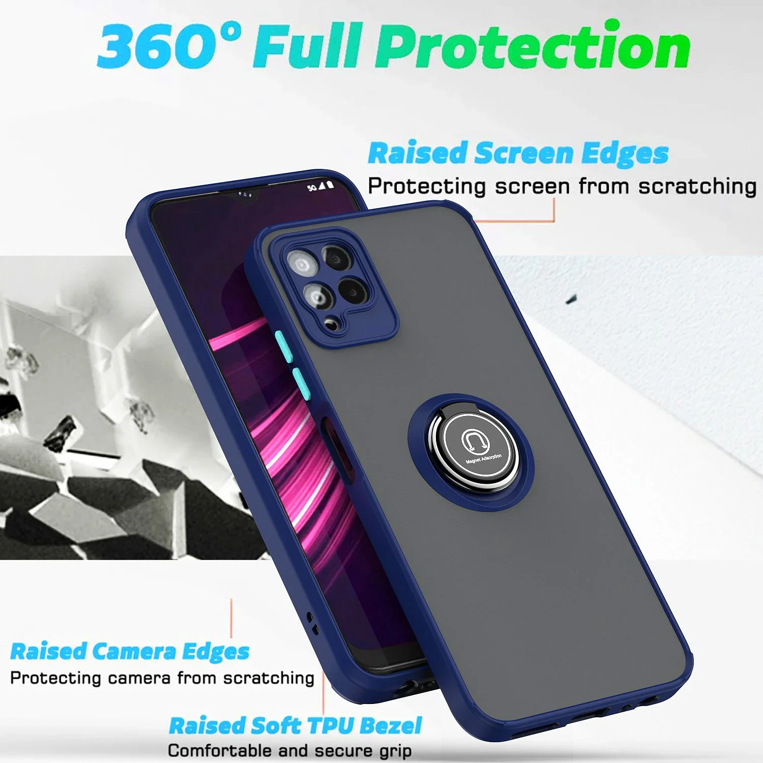 Finger Ring Holder Case for T Mobile Revvl 7 6 Pro 5G Revvl V Plus 5G case Matte Silicone Phone Cover Magnetic With Fundas Capa
