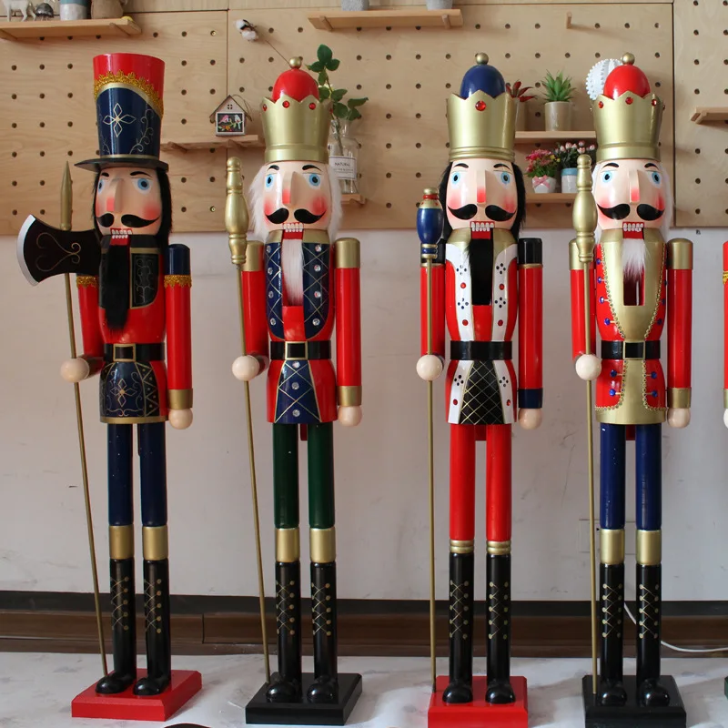 Wooden Nutcracker Soldier Figurines Ornaments 150CM Nutcracker Puppet Desktop Crafts Kids Gifts Christmas HomeDecorations