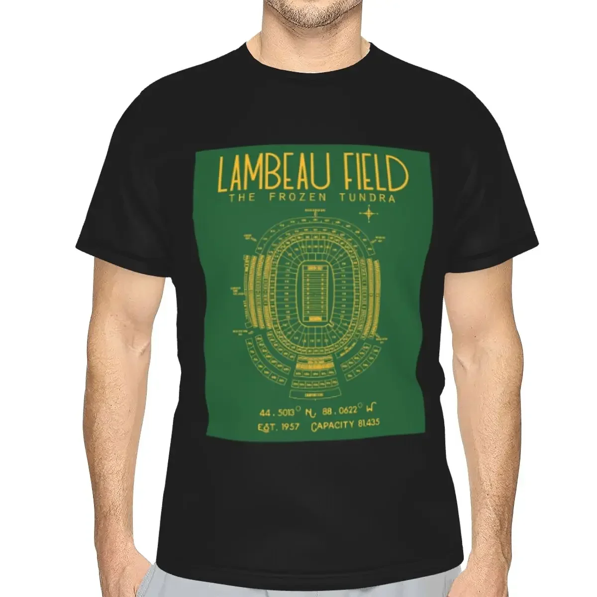 Green Bay Packers Lambeau Field Stadium T-Shirt Men'sFunny T Shirts Men O-Neck Short Sleeve