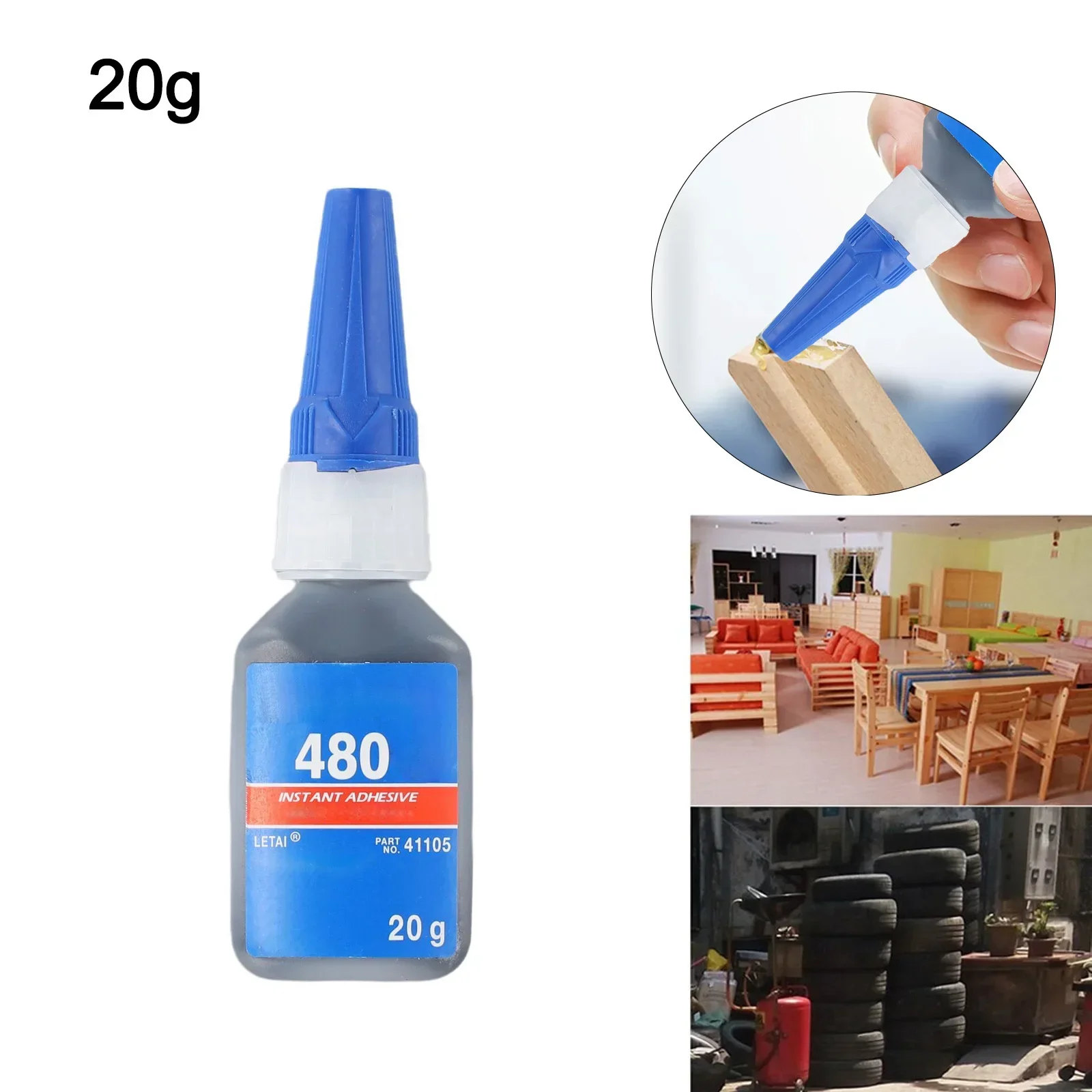 Toughened 480 Instant Adhesive Impact Resistant Instant Bonding Adhesives Magnets Plastic Rubber 200mPa.s Car Tires