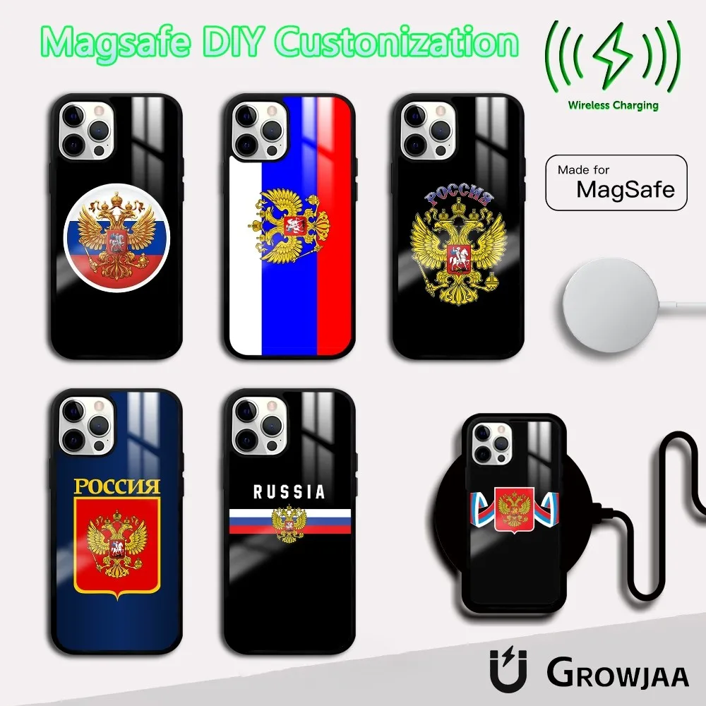 

Russia Russian Flags Phone Case For iPhone 16 15 14 13 12 11 Pro Max Plus Mini Magsafe Mirror Wireless Magnetic Cover