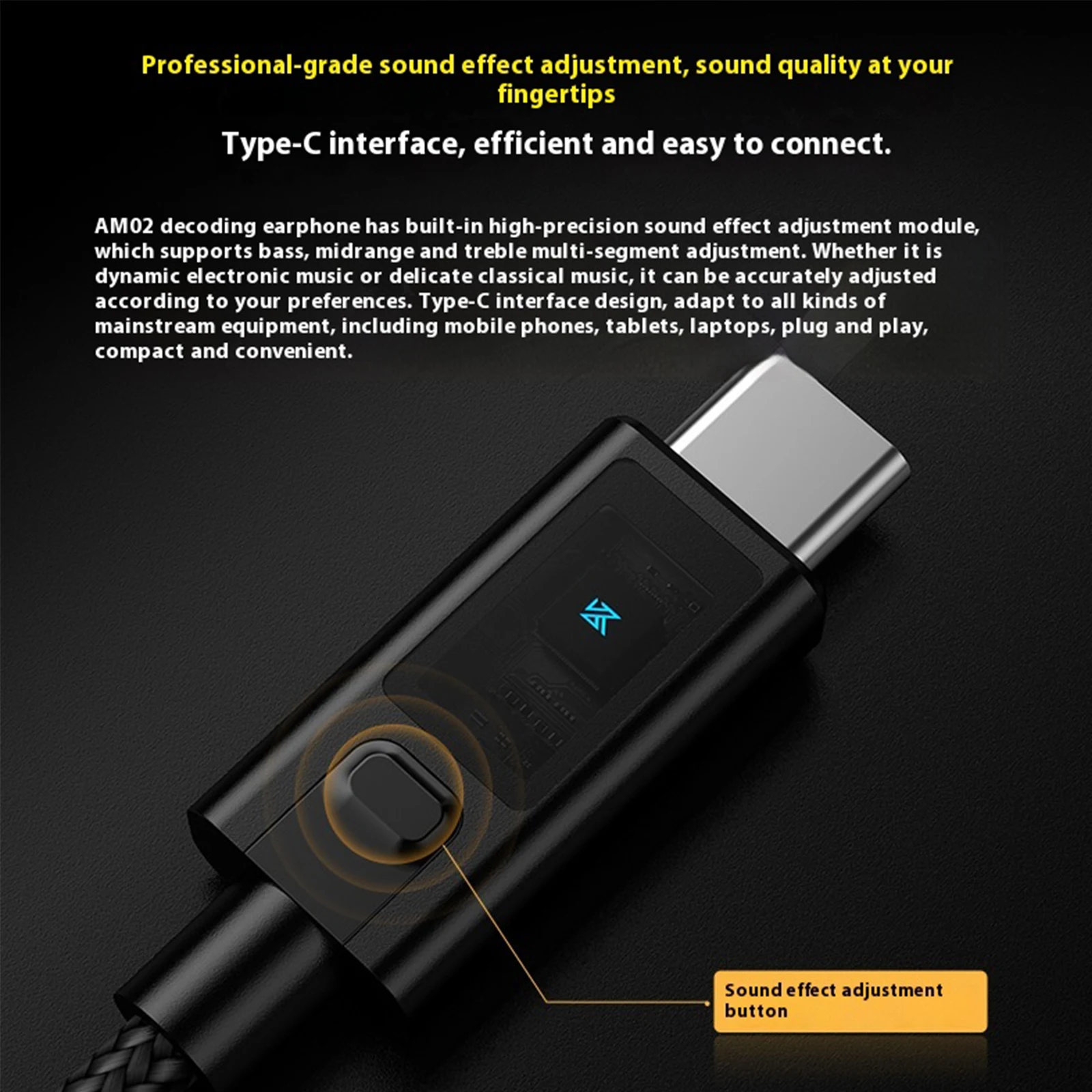 Portable Digital Decoder Professional 4-Stage EQ Tuning Headset Audio Adapter Earphone Adapter Cable for Laptop Amp Adapter