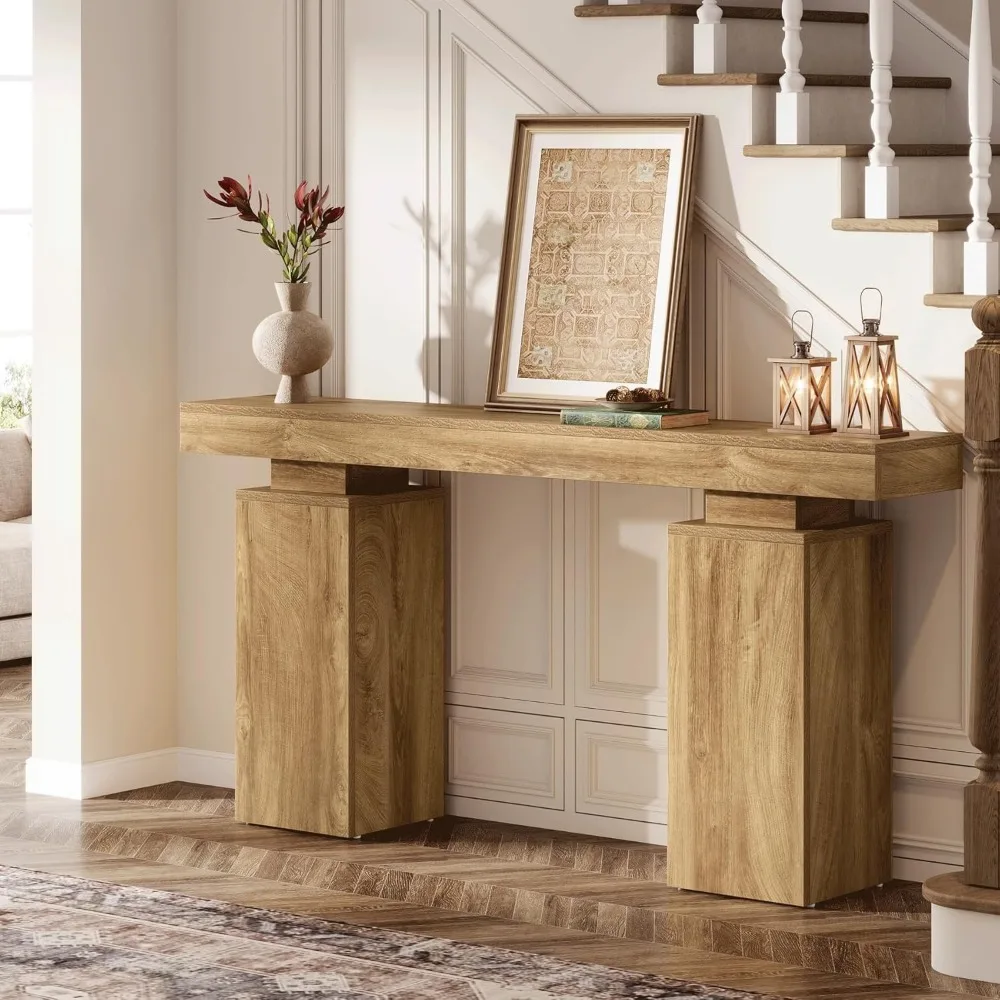 63 طاولة كونسول للمزرعة للمدخل، خلف الأريكة، حامل بهو خشبي، أثاث المدخل الحديث