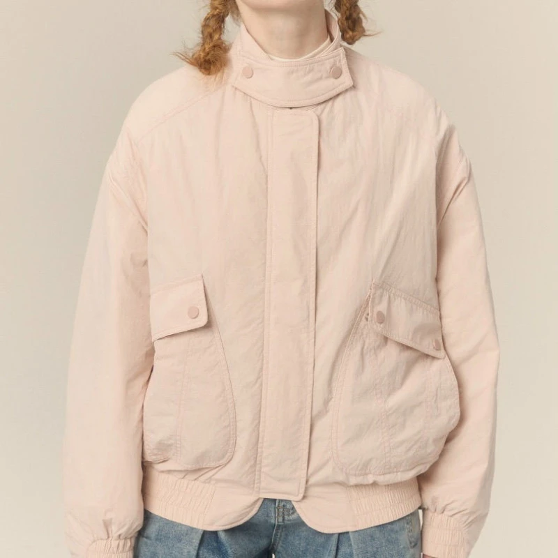 American retro spicy girl stand up collar zipper cardigan cotton clothing autumn/winter loose and thick women's cotton clothing