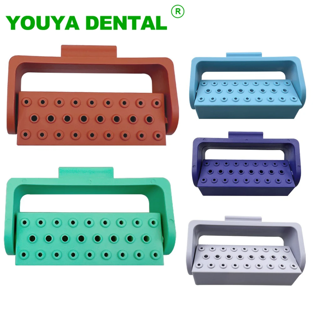 Dental Sterilization Box 26 Holes Endo Files Holder Block Dental Burs Endodontic Files Drill Stand Tray Disinfection Box Case