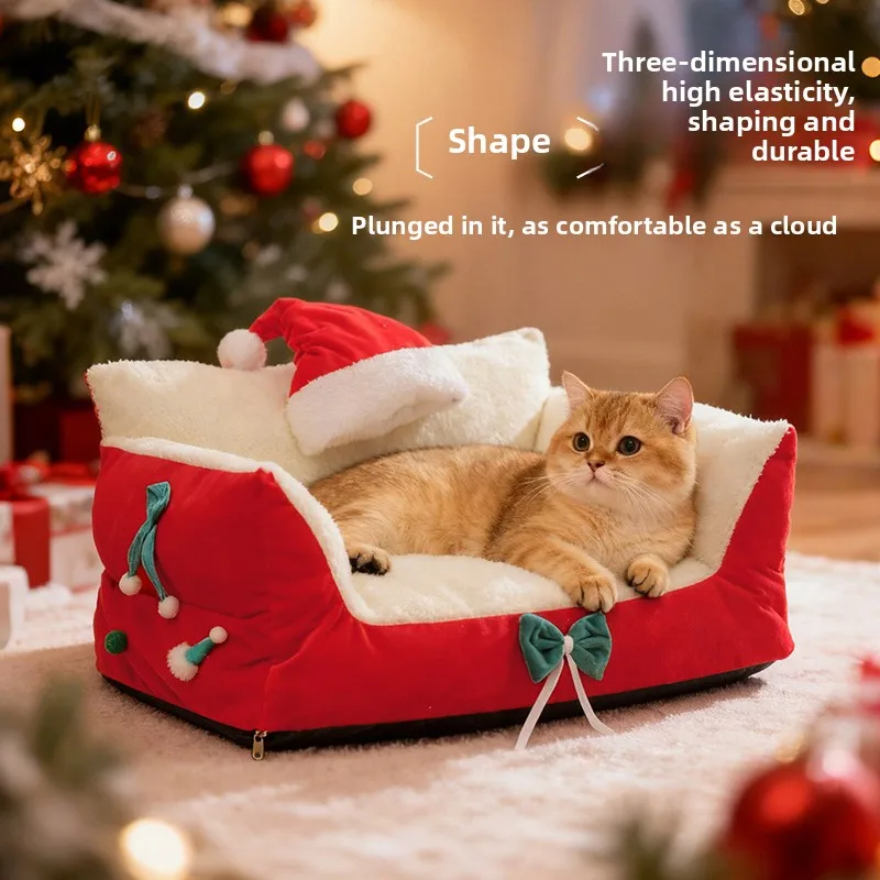 

Christmas New Cat Nest Four Seasons Thickened Warm Bed House Cat Mat Embroidered Dog Claw Cat Nest