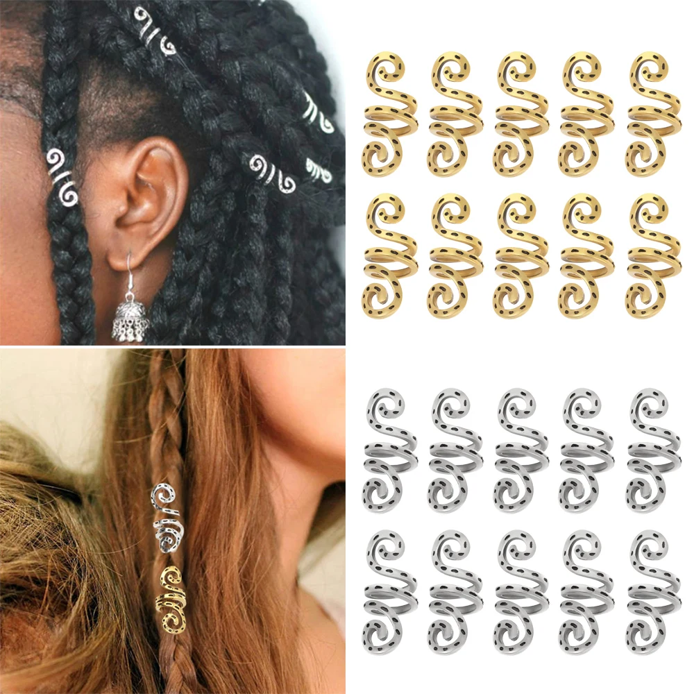 Unisex Spiral Braid Dreadlock Clips Hair Beads Wig Beads Hair Tube