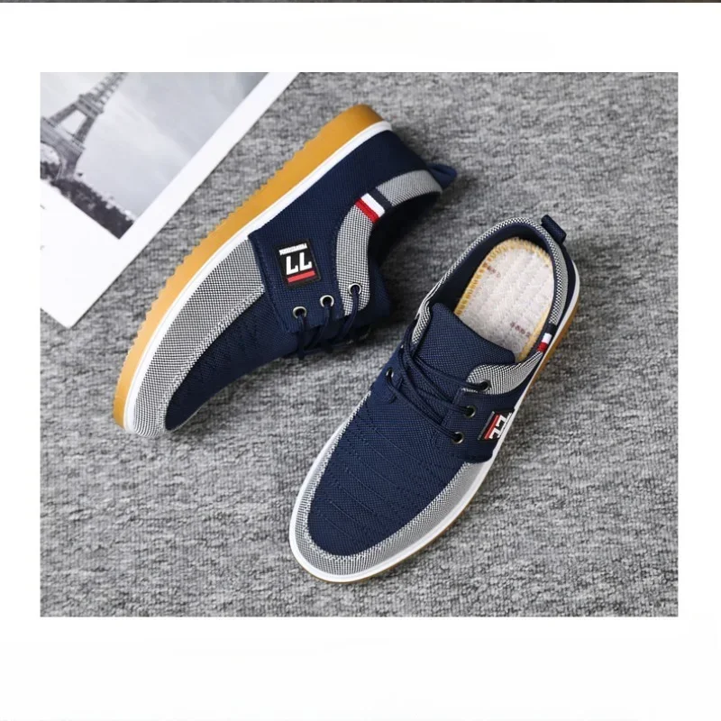 2024 New Lightweight Sports Casual Mesh Breathable Vulcanized Shoes Men Classic Fashion Lace Up Work Shoe Men\'s Canvas Shoes